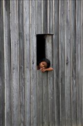 'thoughts' - taken in the small rural town of Kampot, South Cambodia. A young girl seems far away in thought, resting, looking out her home window into the rice fields. What is she thinking of...?: by oneglassglobe, Views[516]