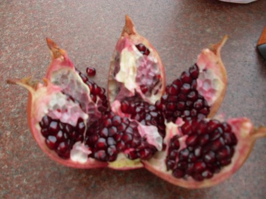 My first ever pomegranite. Boy does the juice atain clothes! Cost £1 at a stall. How does that compare with UK?