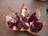 My first ever pomegranite. Boy does the juice atain clothes! Cost £1 at a stall. How does that compare with UK?: by oonagh, Views[297]