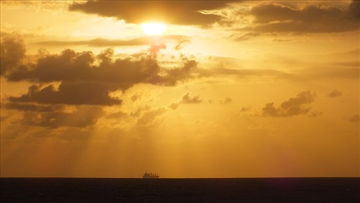 One of the many ships that sail early morning into Caloundra,  put into perspect