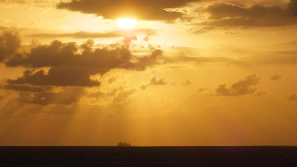 One of the many ships that sail early morning into Caloundra,  put into perspect