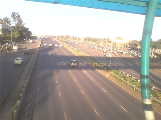 Nairobi-Kenya in Thika road in high way and people were from soccer match