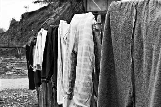 Women do houseworks taking advantages of the nature.