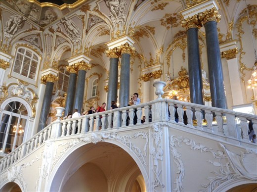 White marble staircase at entrance