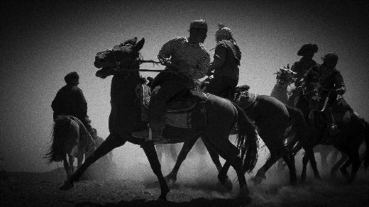 Kyrgyz nomads playing a game of buzkashi high in the Afghan Pamirs