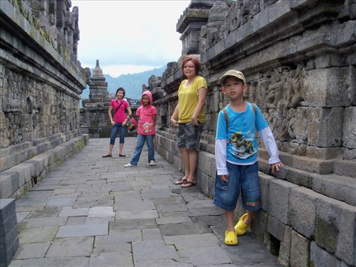 A nice corridor filled with ancient ornaments at the Borobudur Temple, Magelang