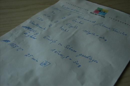 Zed's handwritten Kaiserschmarrn recipe