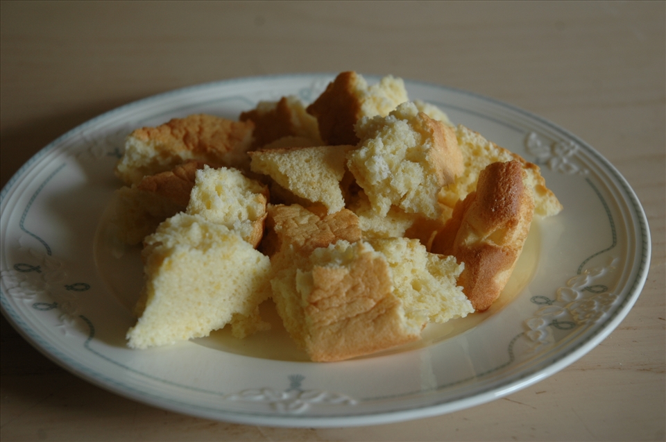 torn up pieces of cake