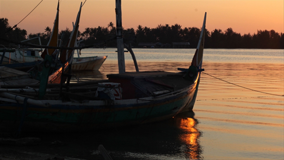 Karimunjawa island, sunset at the port
