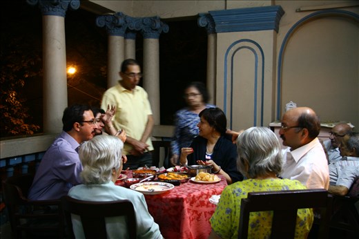 family gathering to eat the days cooking