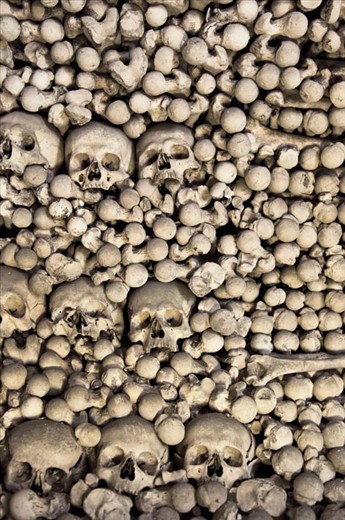 When a church was build in the center of the cemetery, they also built a room beneath the church purposed to keep the large amount of bones to be preserved. The number of skeletons in this cemetery was around 40.000 to 70.000 people. 