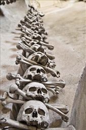 One of skeleton decoration in Kutnahora Bone Church.: by patrick, Views[559]