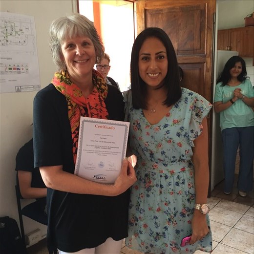 Certificate of Completion from Ecela Lima with my instructor, Claudia