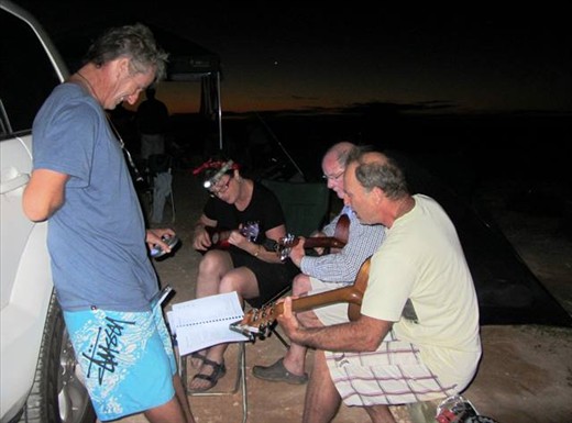 Playing Uke, Osprey Camp, Cape Range NP