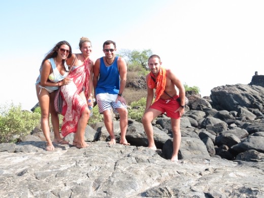 On the rocks at Om Beach