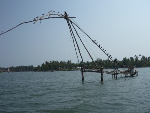 Submerged chinese fishing net