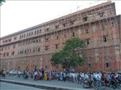 Part of the pink city, Jaipur. Check the dodgey bamboo scaffolding: by paulpiorun, Views[420]