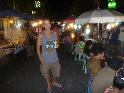 Enjoying a chang at the night market