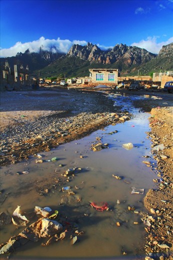 Street of the main city Hadibo, Socotra island.