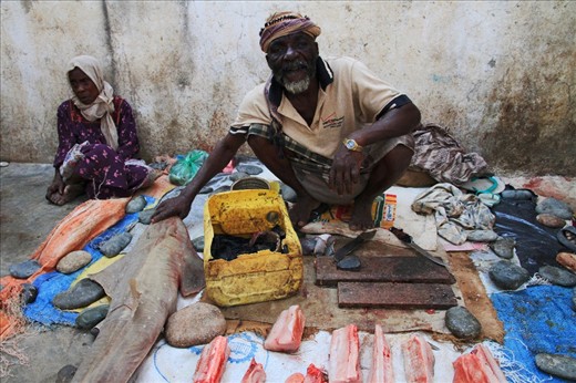 On the local fish market is possible to buy everything, even a shark.