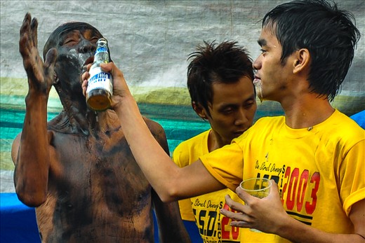 every people in the fiesta has their own way to beating the heat 