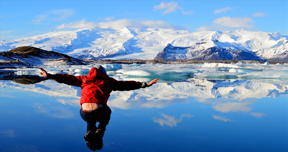 Flying high in Iceland. 