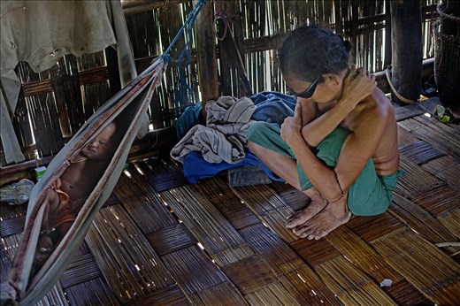 Everyone gone hill for Zoom farming. Grandmother take care her grandchild