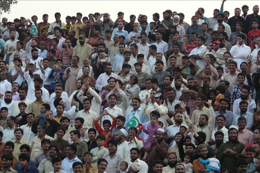 Segregation, Patriotism and Celebration Islamic Men Pakistan Border Ceremony Wagah