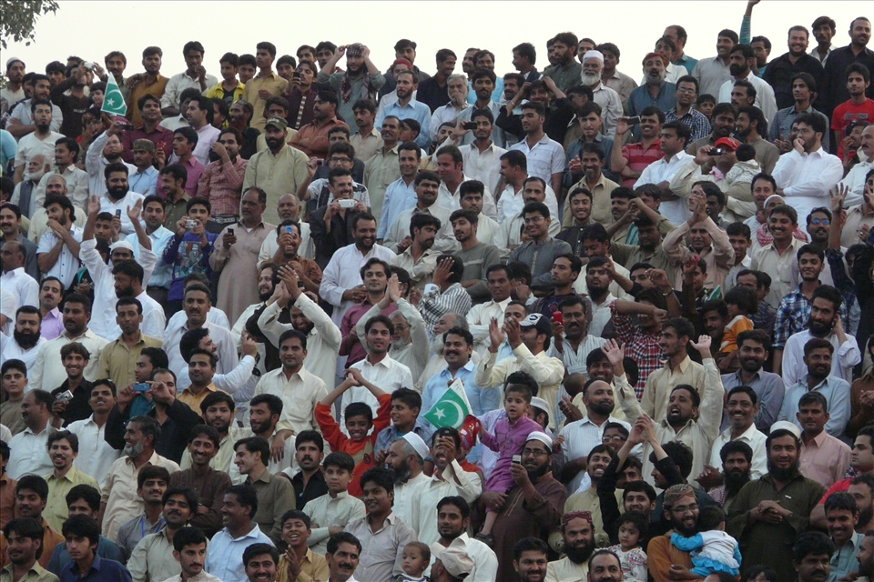Segregation, Patriotism and Celebration Islamic Men Pakistan Border Ceremony Wagah