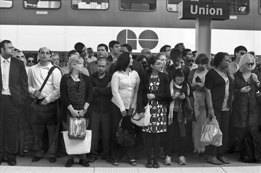 At Union Station, a herd of at least a thousand of us wait for a train home and the word GO seems ironic. We commuters are often stuck in a cycle of running and waiting - going to and coming from the same destinations. While adhering to schedules and rules as rigid as rails, we're always on the move but never really free. 