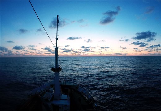 Seeing the rising sun on a 360-degree horizon. Benham Rise, Philippines