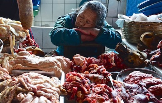 Slow day at the meat stand