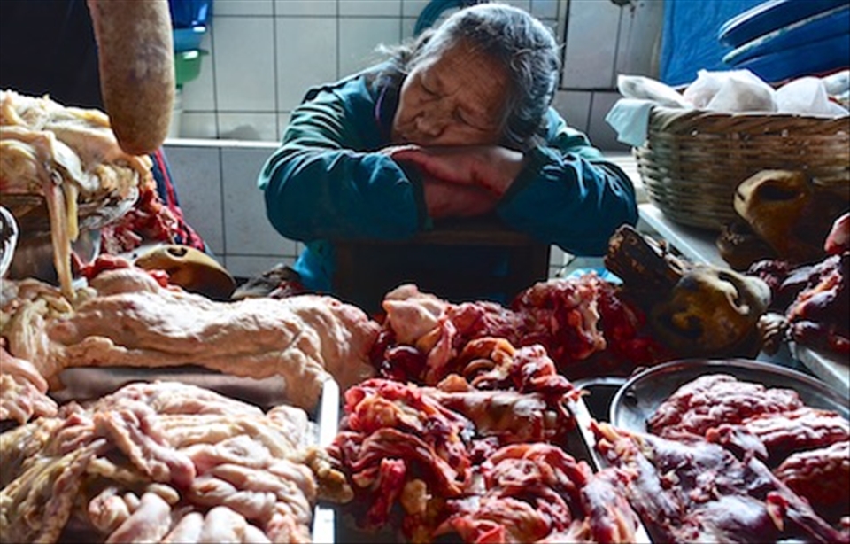 Slow day at the meat stand