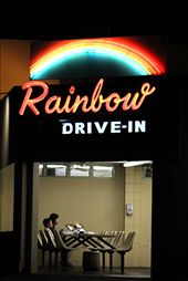 A young family dines at Waikiki's famed Rainbow Drive-in: by peterphoto, Views[155]
