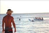 Catamaran host scouts out the waters that lay before a sunset cruise.: by peterphoto, Views[287]
