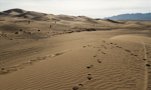 The Gobi desert is an unashamedly beautiful place to visit. The Khongoryn Els are a range of sand dunes that are around 100km long and up to 300m high. A popular stop off for tourists, three of which can be seen in the distance. 