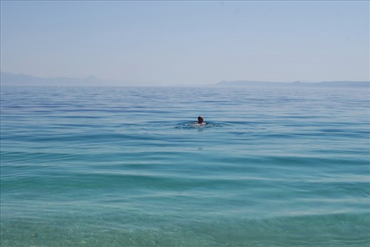Zlatni Rat Beach, Bol na Braču. Ths end of April, the water temperatures were about 16-18 degrees Celsius. A very refreshing swim in the crystal clear water. 