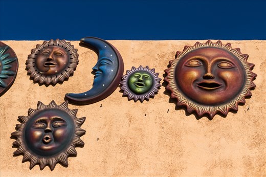 These pottery faces are traditional works of art in New Mexico