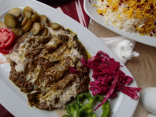 Iran - food - grilled eggplant with yogurt sauce
