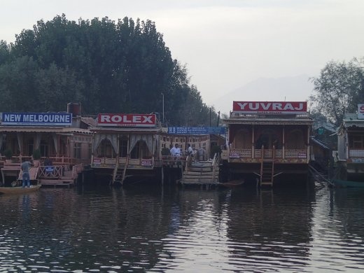 Kashmir houseboats in the sunset