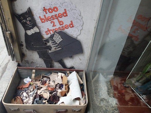 Quirky sign outside a handmade shoe shop