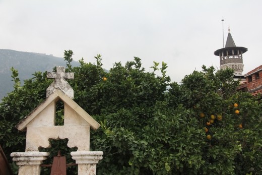 Turkey - Antioch - the cross and the minaret  side by side