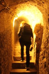Turkey - Derinkuyu underground city - climbing out the Turkey - Derinkuyu underground city - climbing out the