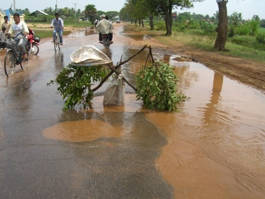 Warning of a hole in the road