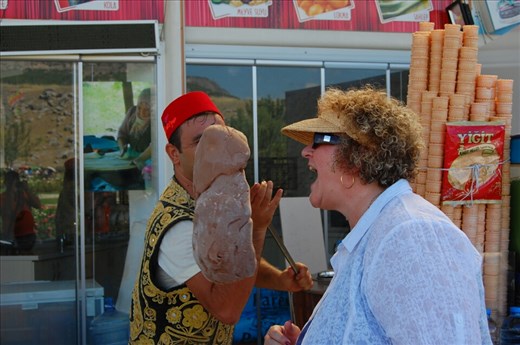 Celeste getting an icecream