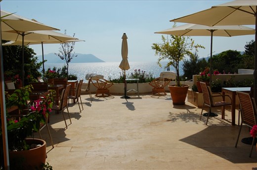 Our hotel patio looking toward Greek Islands from Kas