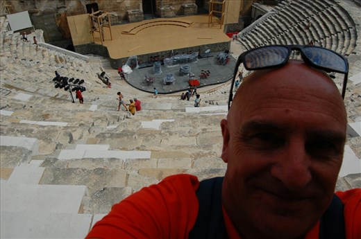 Selfie at top of Aspendos Theatre