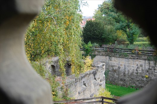 Looking into the moat from wall
