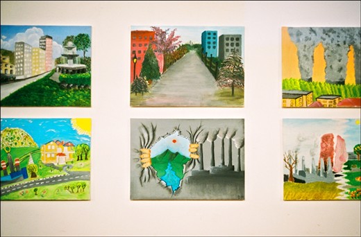 One of the “sights” of the city is a nearby nuclear power station. “When the wind blows in our direction we get high without drugs”, - jokes a young Albanian guy. This is an anti-nuclear exhibition in the National Theater of Prishtina. 