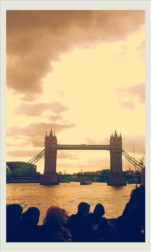 The sun-washed Tower Bridge in London